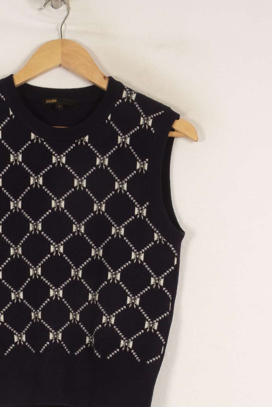 Pull bleu à motif - Taille S/36 de la marque Maje | PARAD41306 - Vendu par Paradigme - Image 2