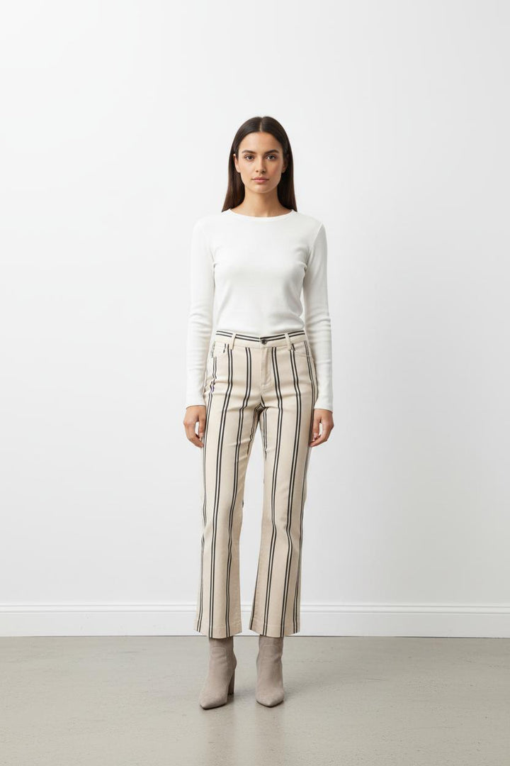 Pantalon Rayé Beige et Noir - Taille M/38