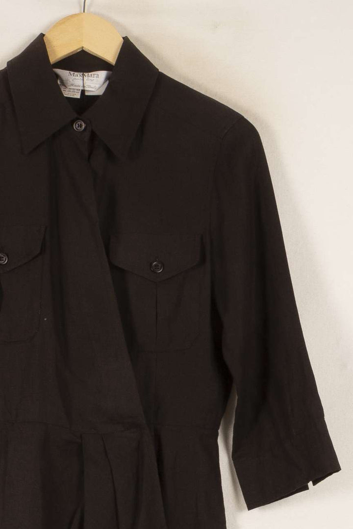 Robe Chemise Noire - Taille M/38 de la marque Max Mara | PARAD41636 - Vendu par Paradigme - Image 3