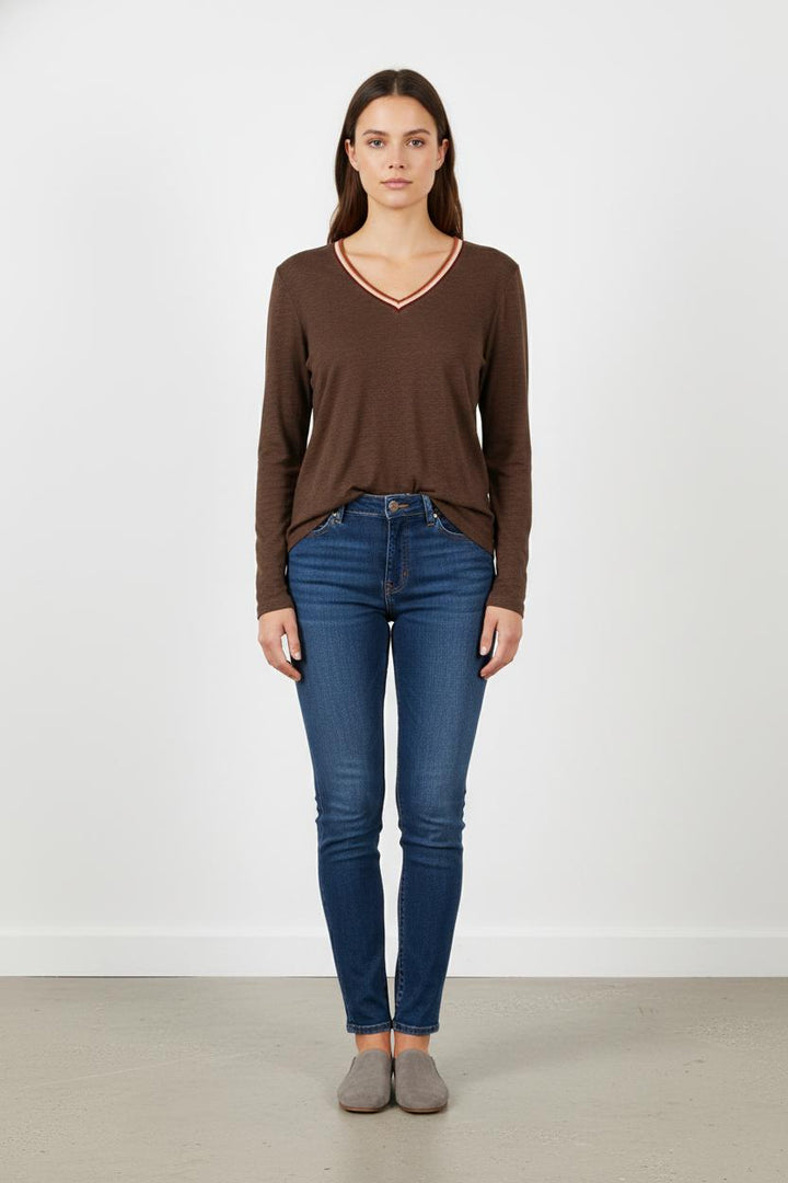 Tee-shirt à Manches Longues Marron - Taille L/40