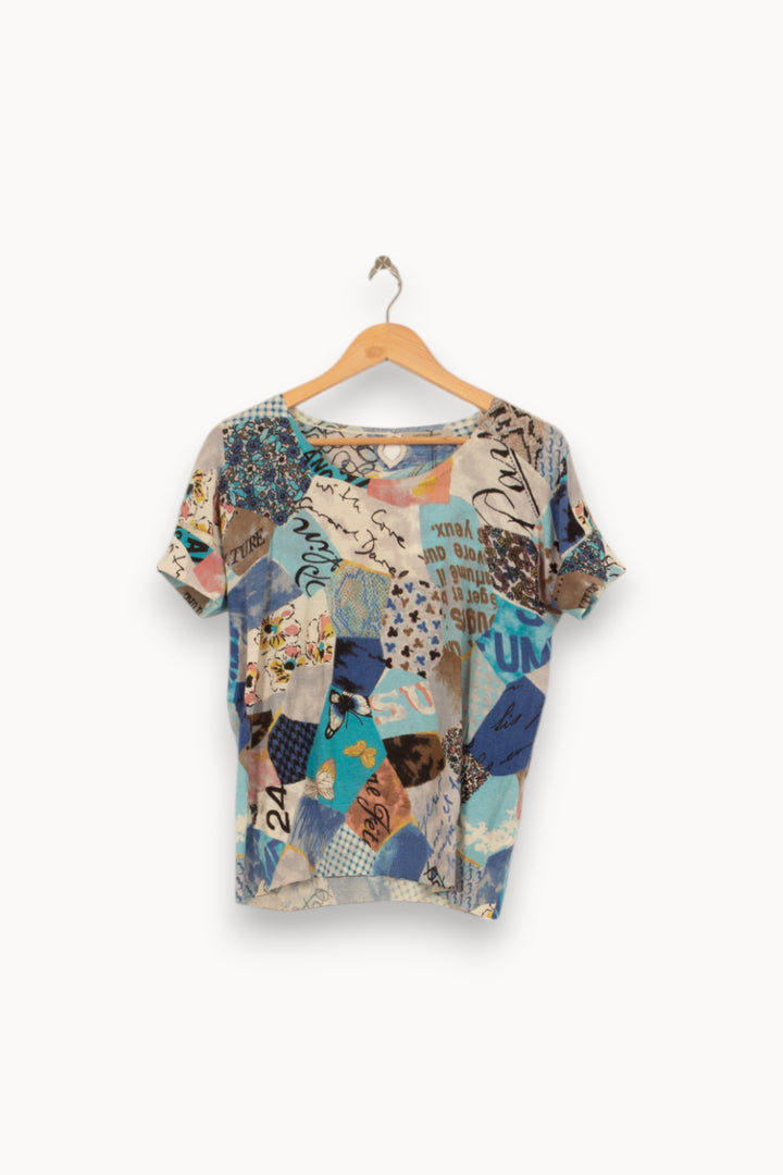 T-shirt Bleu et Beige - Taille L/40 de la marque Gerard Darel | PARAD41669 - Vendu par Paradigme - Image 2