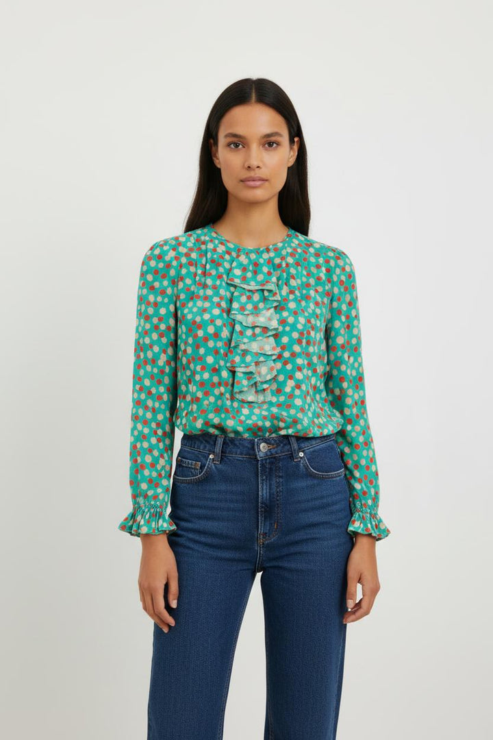 Blouse Verte et Rouge - Taille S/36