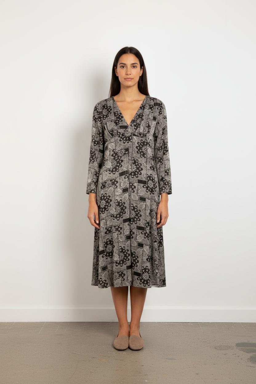Robe Longue Noire et Grise - Taille L/40