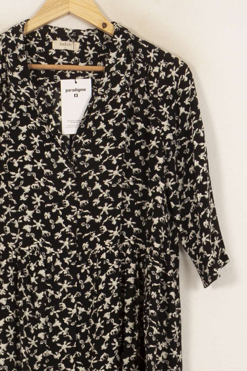 Robe Fleurie Noire et Blanche - Taille S/36 de la marque ba&sh | PARAD41714 - Vendu par Paradigme - Image 3