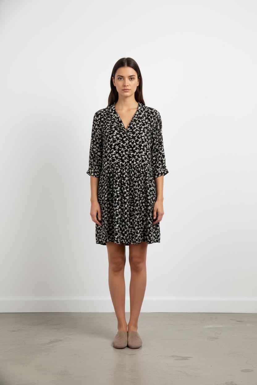 Robe Fleurie Noire et Blanche - Taille S/36
