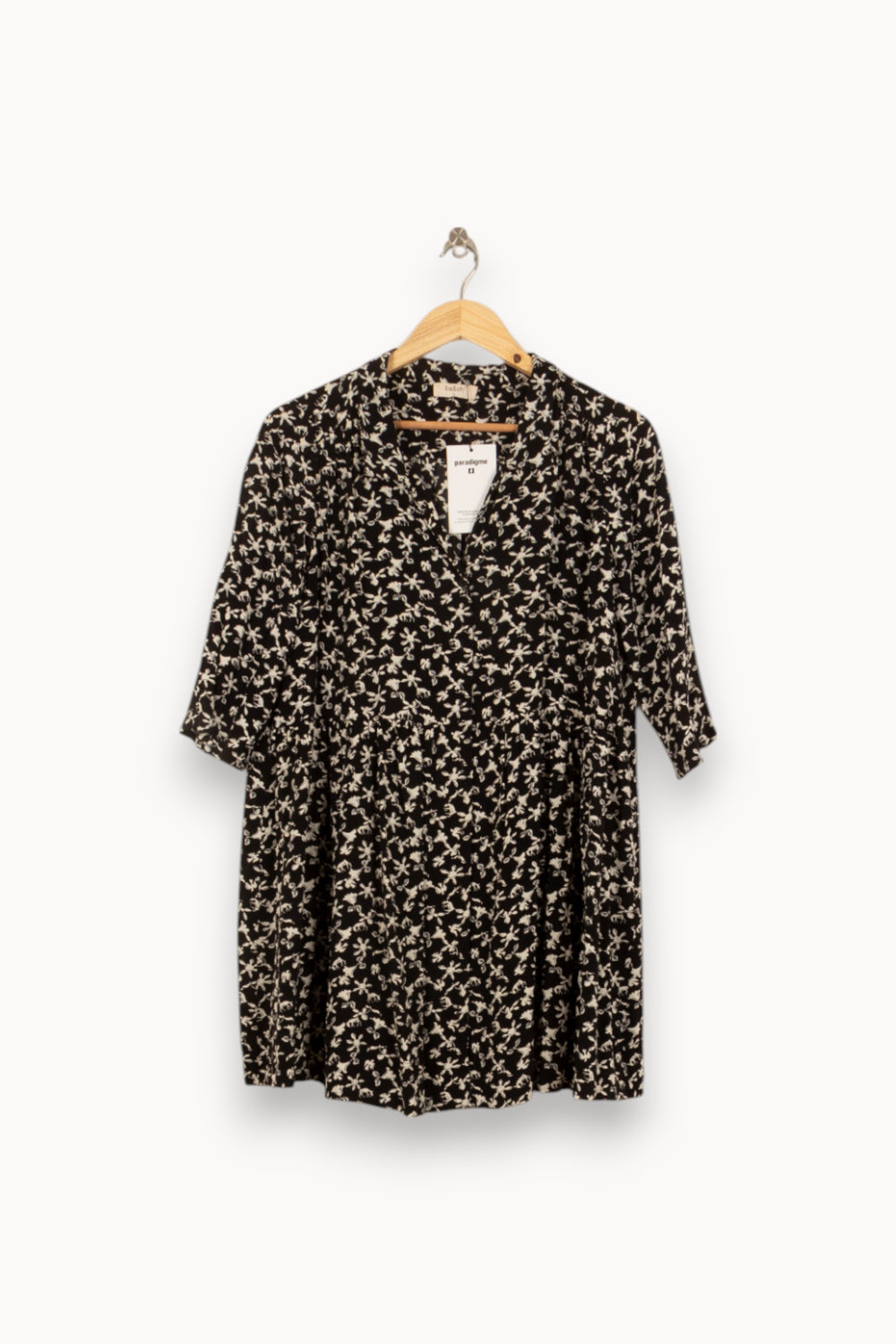 Robe Fleurie Noire et Blanche - Taille S/36 de la marque ba&sh | PARAD41714 - Vendu par Paradigme - Image 2