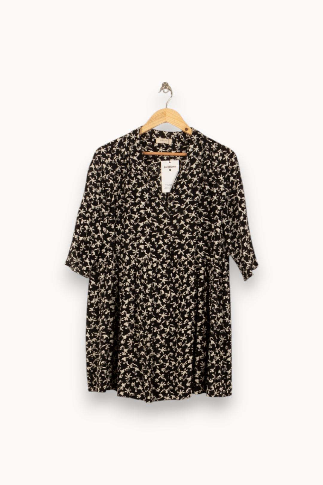 Robe Fleurie Noire et Blanche - Taille S/36 de la marque ba&sh | PARAD41714 - Vendu par Paradigme - Image 2