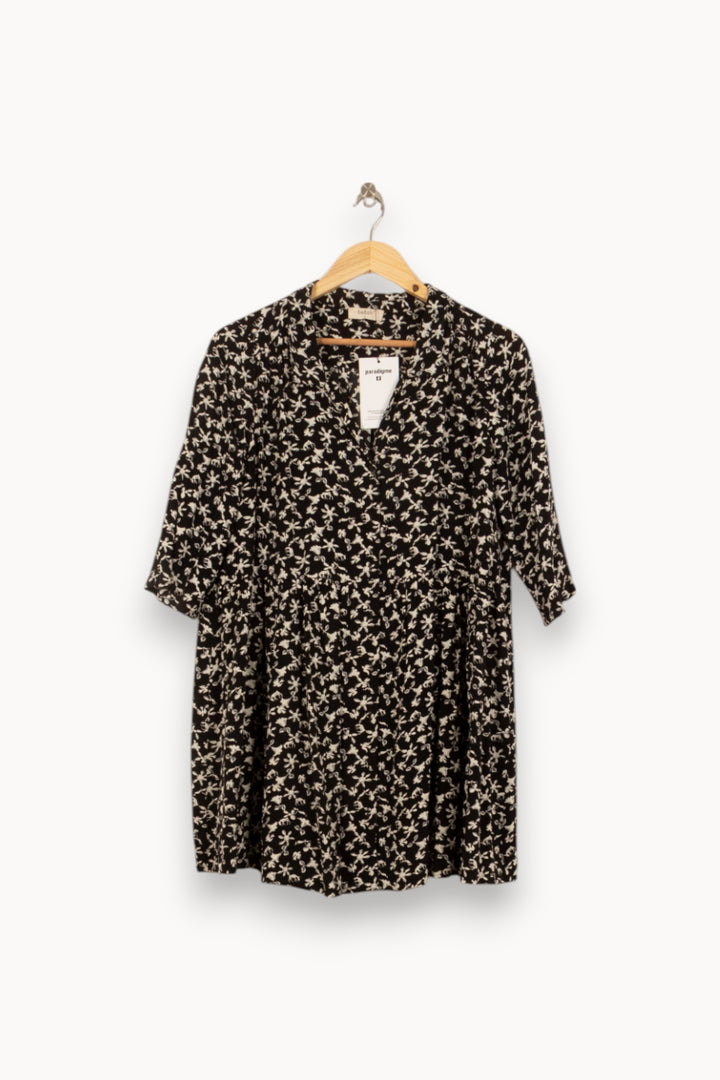 Robe Fleurie Noire et Blanche - Taille S/36 de la marque ba&sh | PARAD41714 - Vendu par Paradigme - Image 2