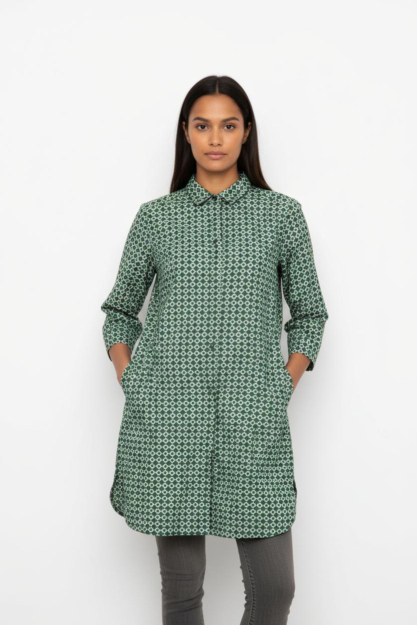 Robe Chemise Verte et Bleue - Taille L/40