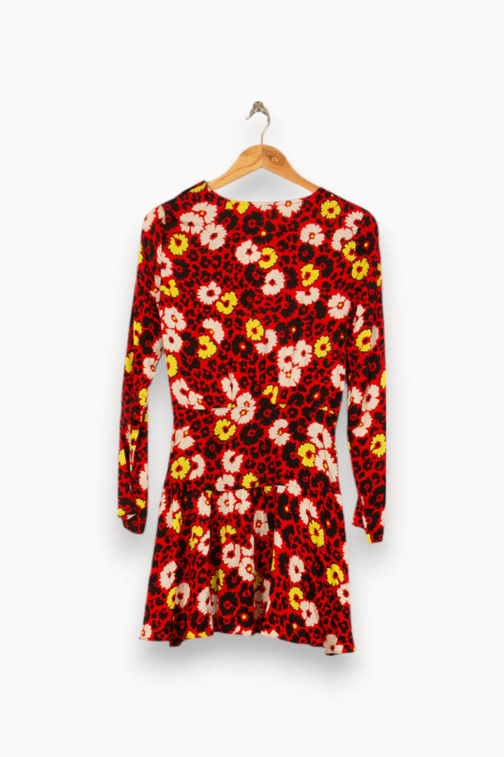 Robe Fleurie Rouge et Jaune - Taille L/40