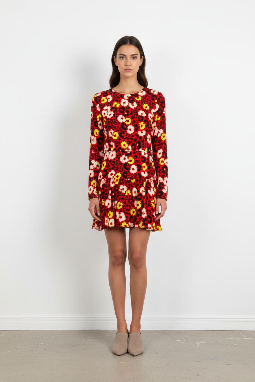 Robe Fleurie Rouge et Jaune - Taille L/40