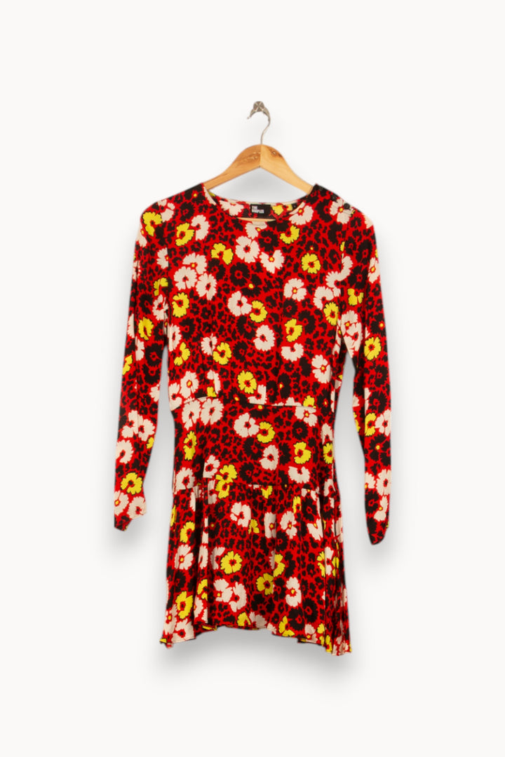 Robe Fleurie Rouge et Jaune - Taille L/40
