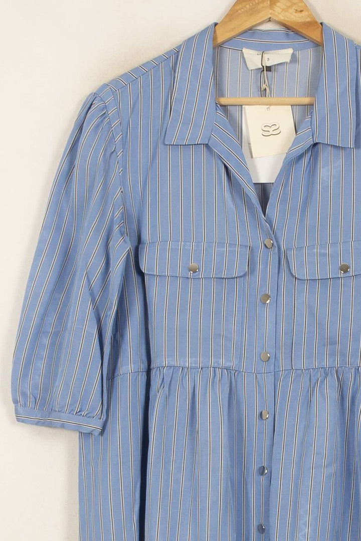 Robe Chemise Bleue à Rayures - Taille L/40 de la marque ba&sh | PARAD41849 - Vendu par Paradigme - Image 7