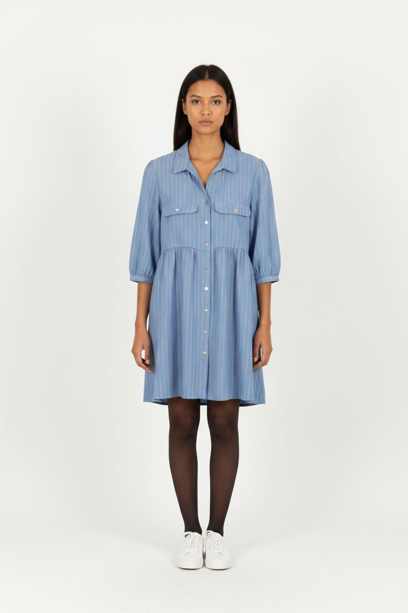Robe Chemise Bleue à Rayures - Taille L/40
