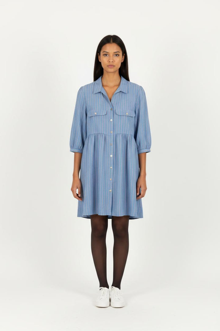 Robe Chemise Bleue à Rayures - Taille L/40