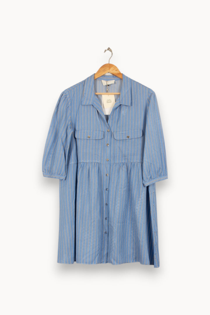 Robe Chemise Bleue à Rayures - Taille L/40 de la marque ba&sh | PARAD41849 - Vendu par Paradigme - Image 2