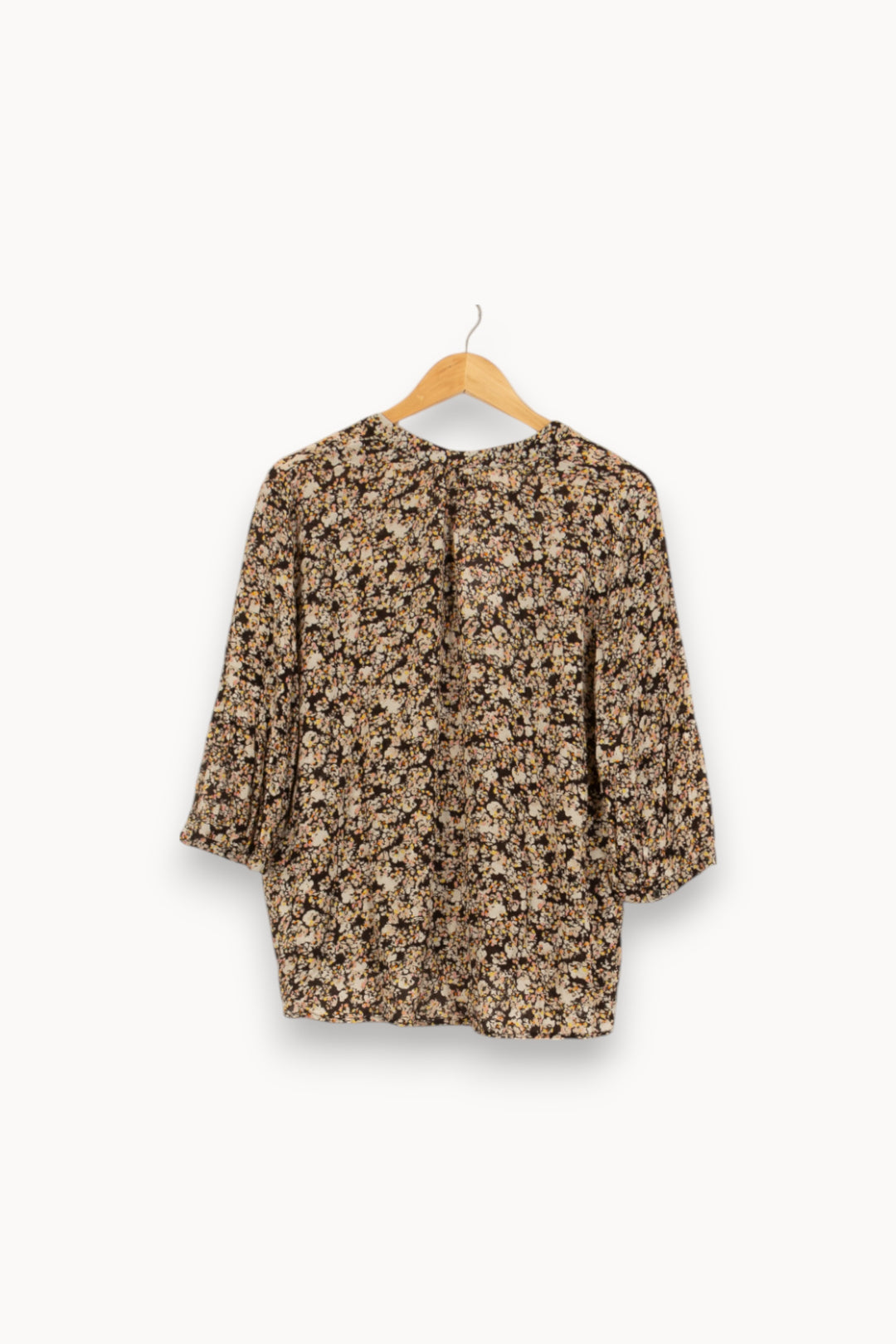 Blouse Fleurie Noire et Beige - Taille XL/42 de la marque Caroll | PARAD41858 - Vendu par Paradigme - Image 4