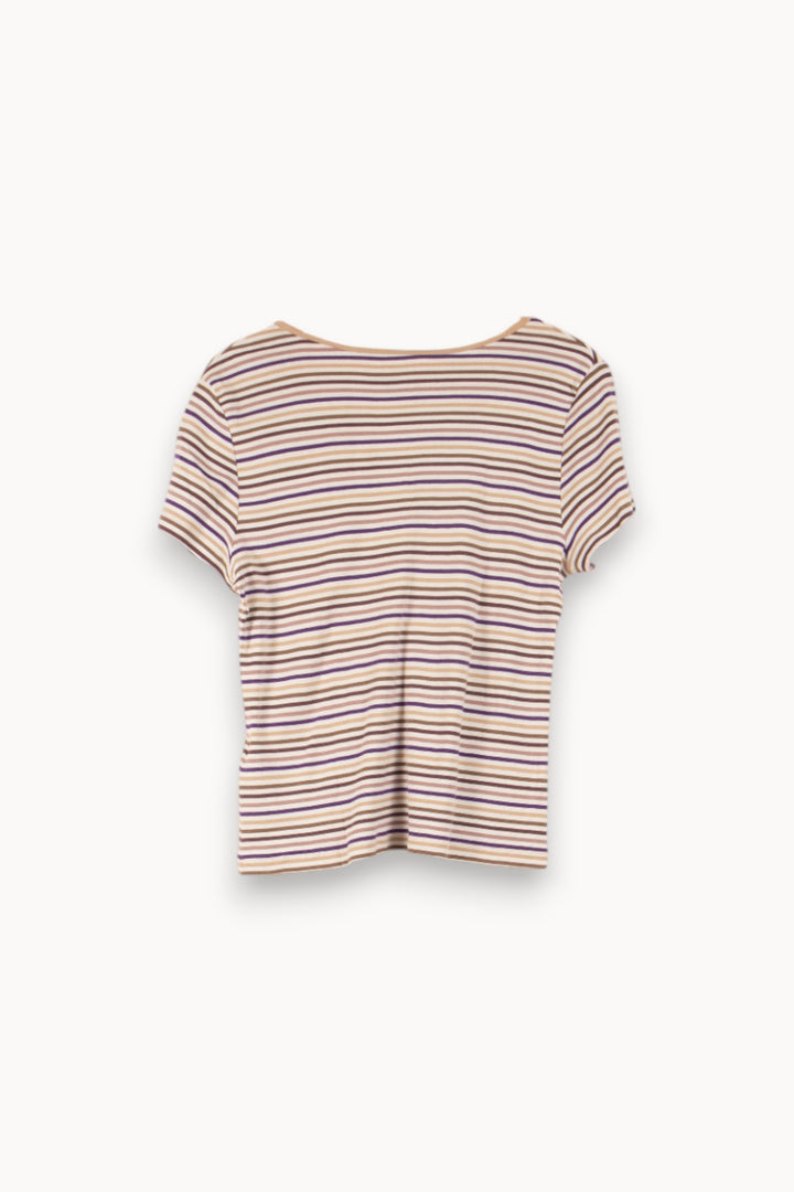Tee-shirt Rayé Beige et Violet - Taille XXXL/46 de la marque Caroll | PARAD41868 - Vendu par Paradigme - Image 4