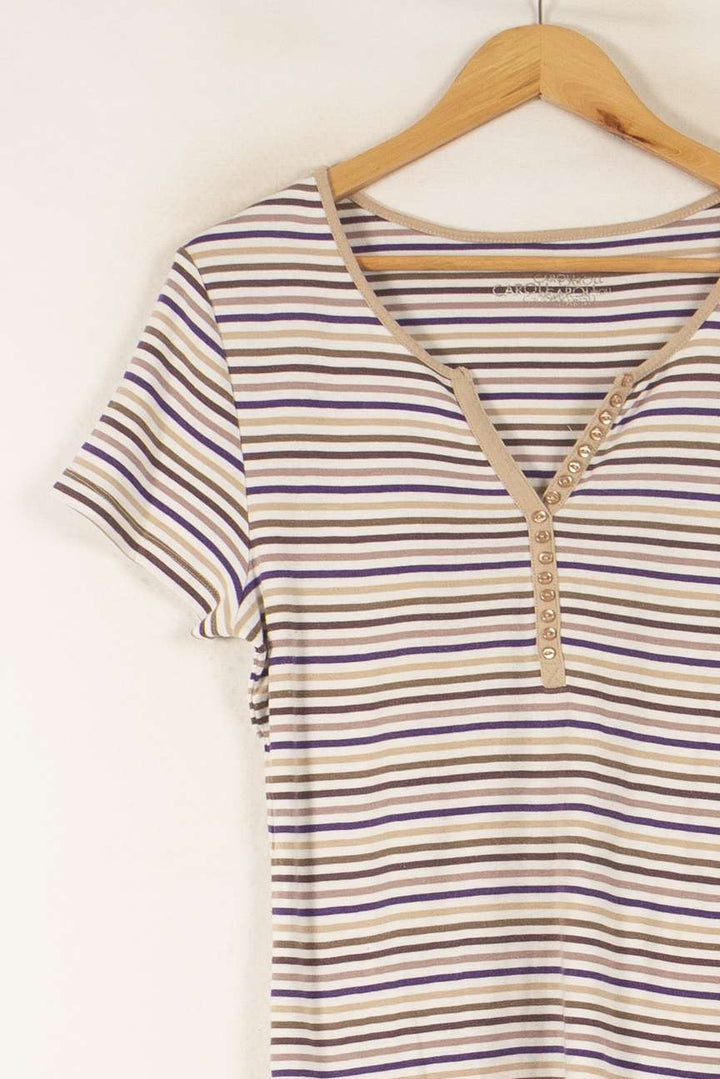 Tee-shirt Rayé Beige et Violet - Taille XXXL/46 de la marque Caroll | PARAD41868 - Vendu par Paradigme - Image 3