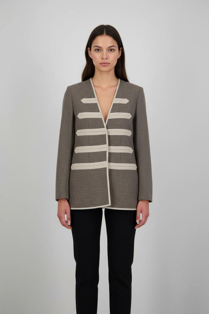 Veste Grise et Beige - Taille L/40