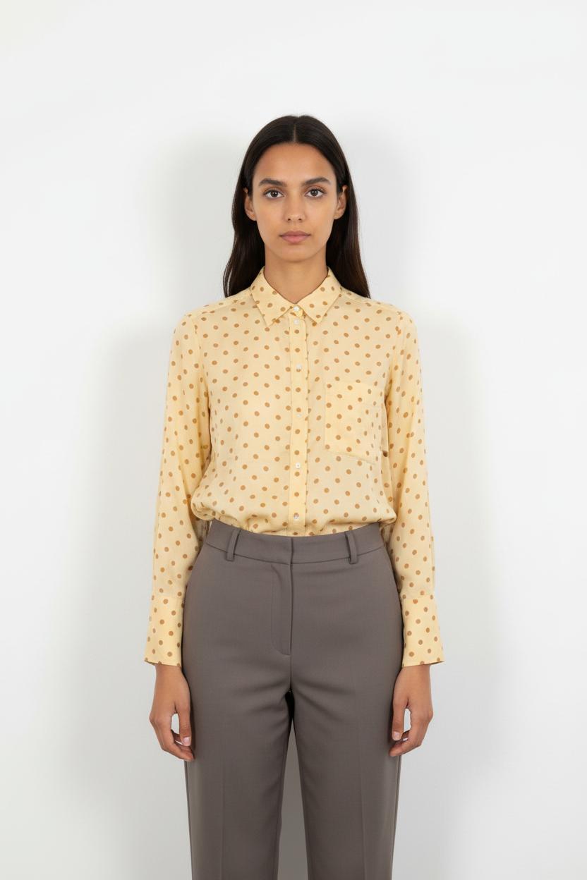Chemise Jaune à Pois Marron - Taille M/38