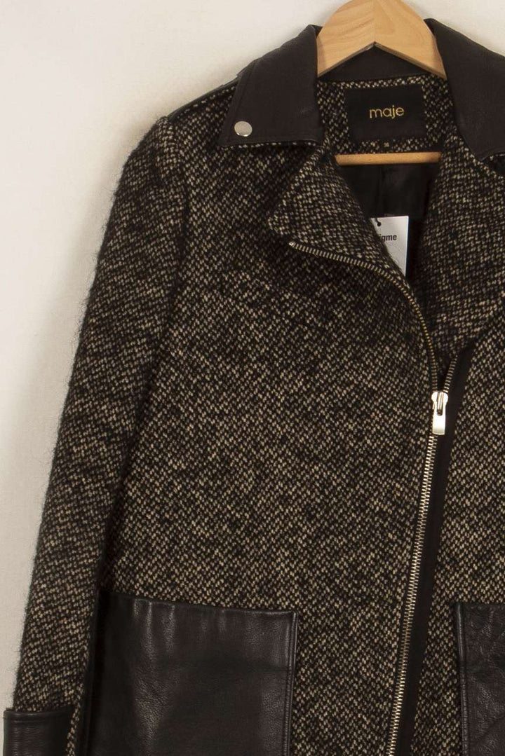 Manteau Noir et Beige - Taille S/36 de la marque Maje | PARAD41937 - Vendu par Paradigme - Image 3