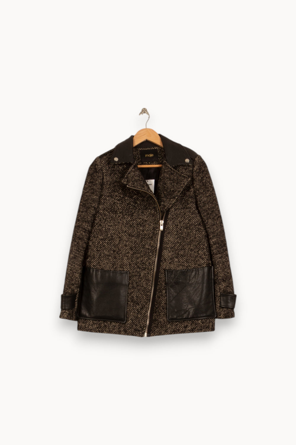 Manteau Noir et Beige - Taille S/36 de la marque Maje | PARAD41937 - Vendu par Paradigme - Image 2