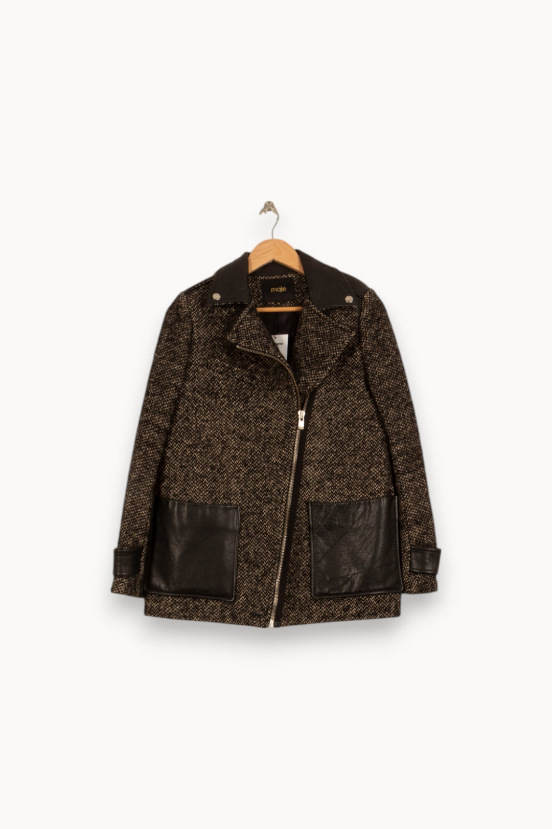 Manteau Noir et Beige - Taille S/36 de la marque Maje | PARAD41937 - Vendu par Paradigme - Image 2