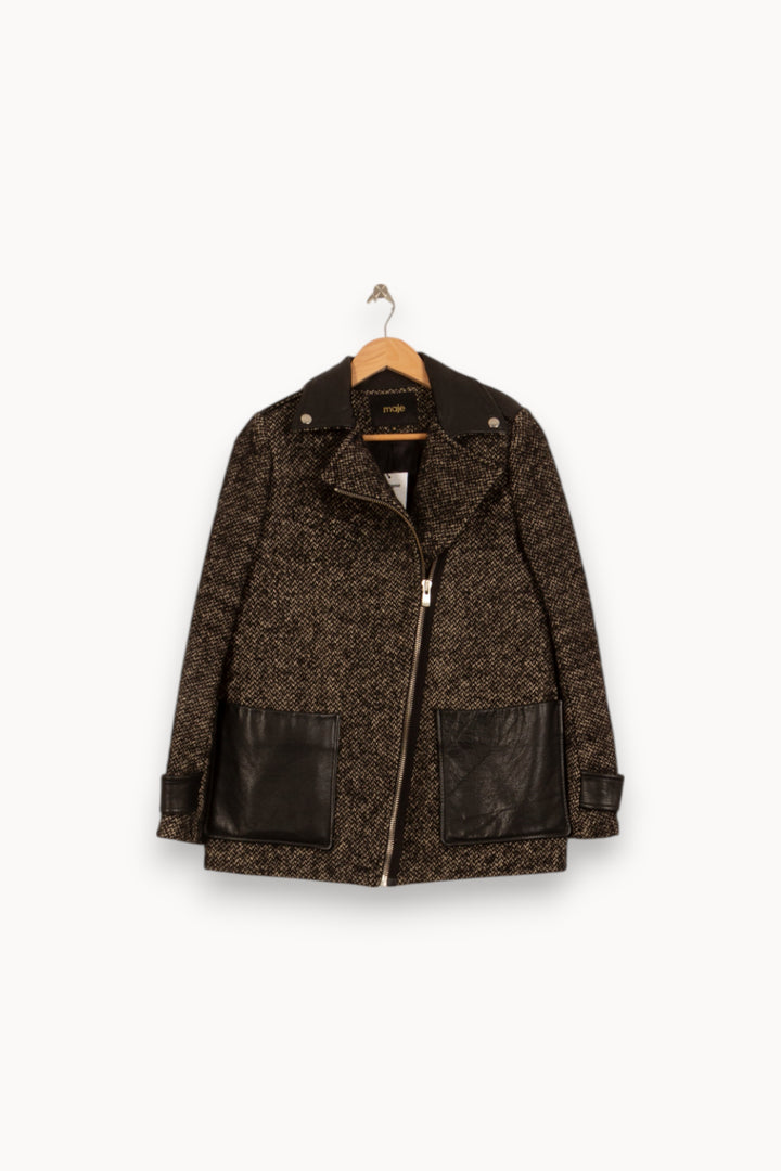 Manteau Noir et Beige - Taille S/36 de la marque Maje | PARAD41937 - Vendu par Paradigme - Image 2