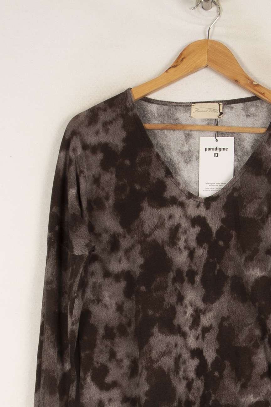 Top gris à manches longues à motifs - Taille S/36 de la marque American Vintage | PARAD41974 - Vendu par Paradigme - Image 2