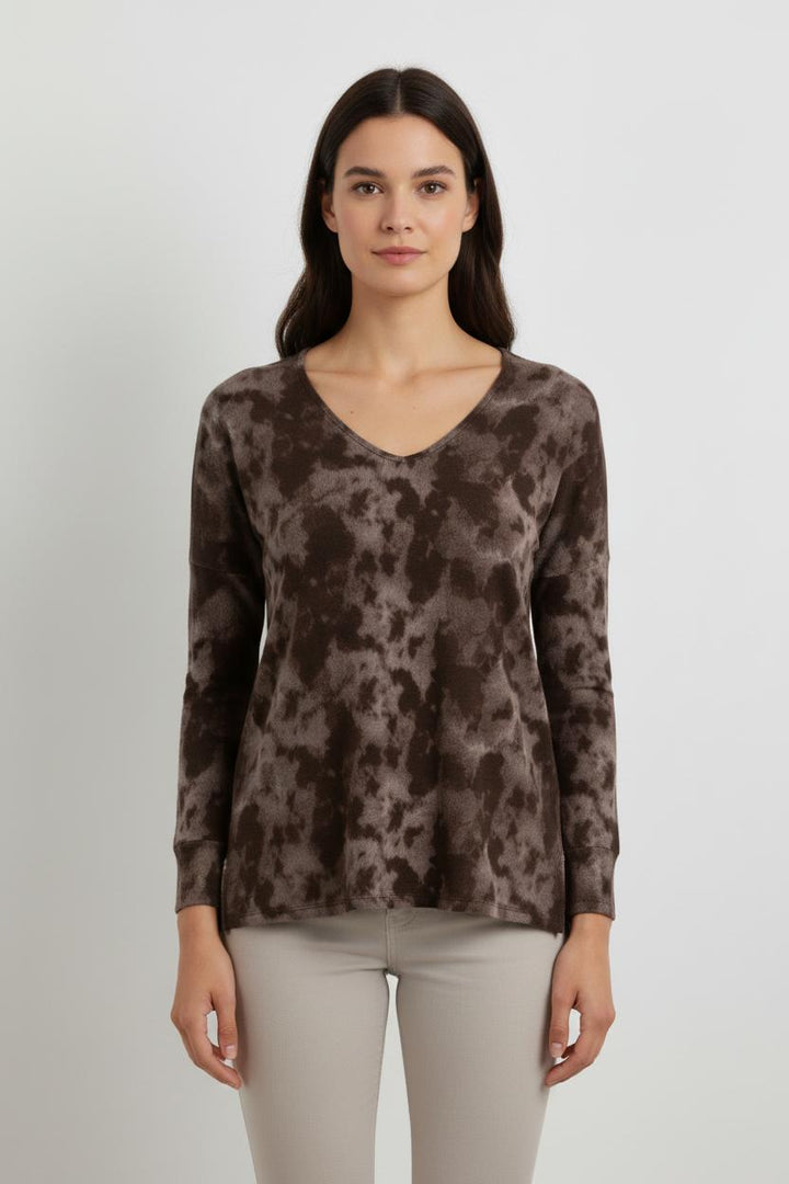 Top gris à manches longues à motifs - Taille S/36