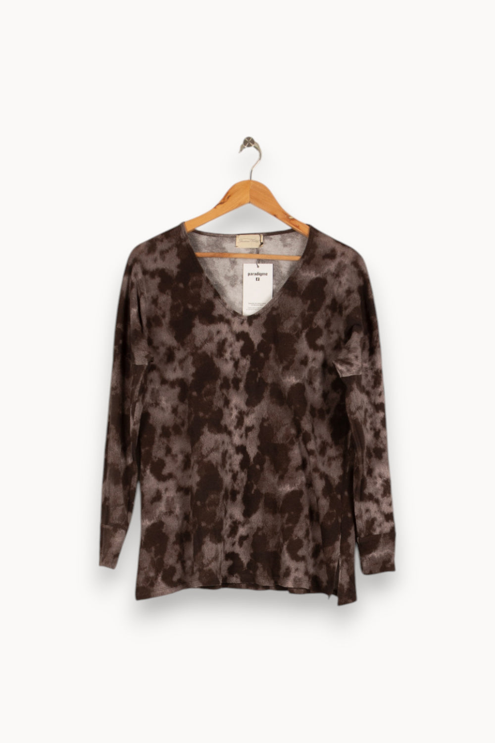 Top gris à manches longues à motifs - Taille S/36 de la marque American Vintage | PARAD41974 - Vendu par Paradigme - Image 1