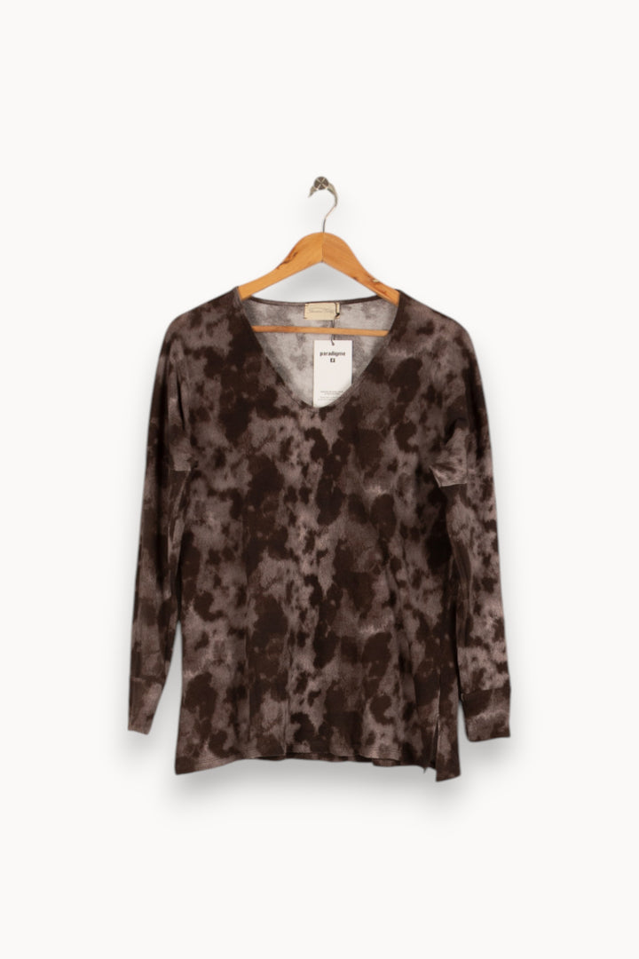 Top gris à manches longues à motifs - Taille S/36 de la marque American Vintage | PARAD41974 - Vendu par Paradigme - Image 1