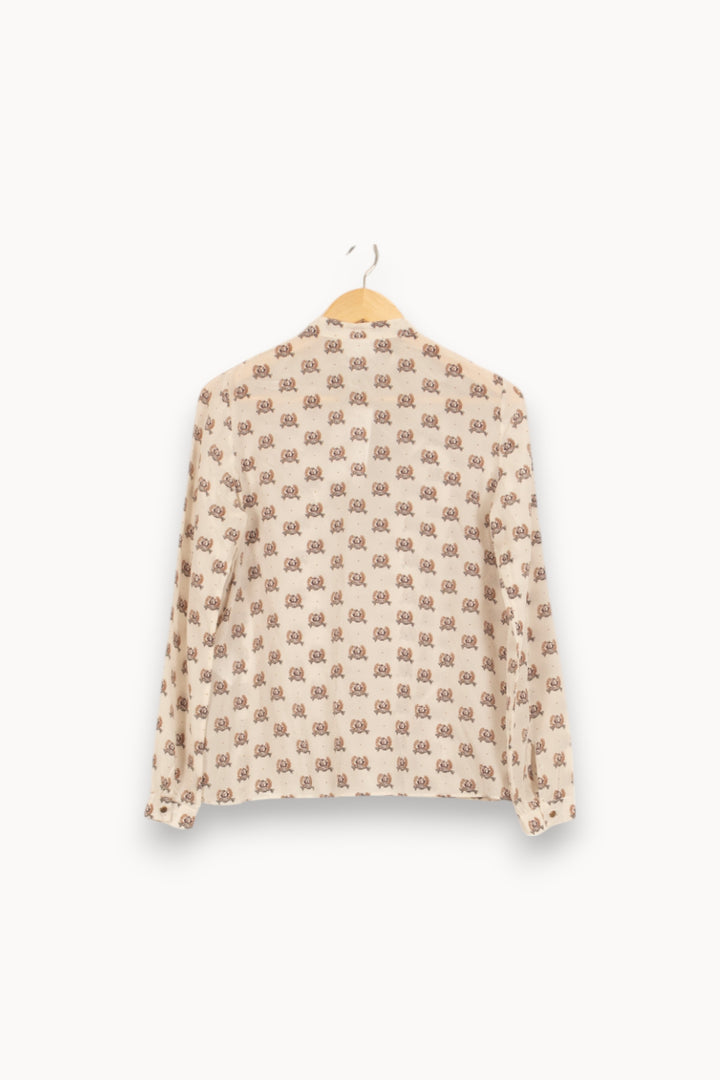 Blouse Écrue et Marron - Taille L/40 de la marque Sézane | PARAD42054 - Vendu par Paradigme - Image 4