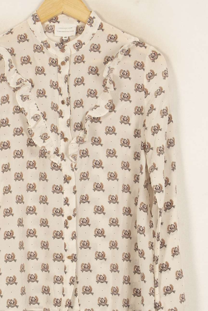 Blouse Écrue et Marron - Taille L/40 de la marque Sézane | PARAD42054 - Vendu par Paradigme - Image 3