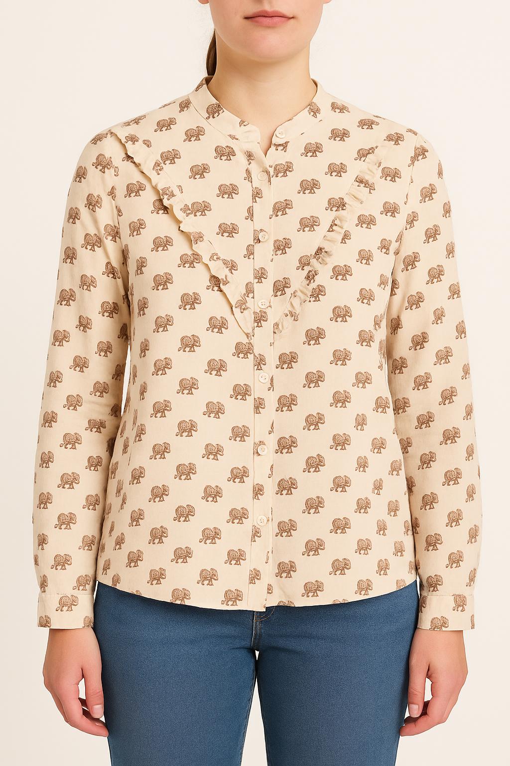 Blouse Écrue et Marron - Taille L/40 de la marque Sézane | PARAD42054 - Vendu par Paradigme - Image 1