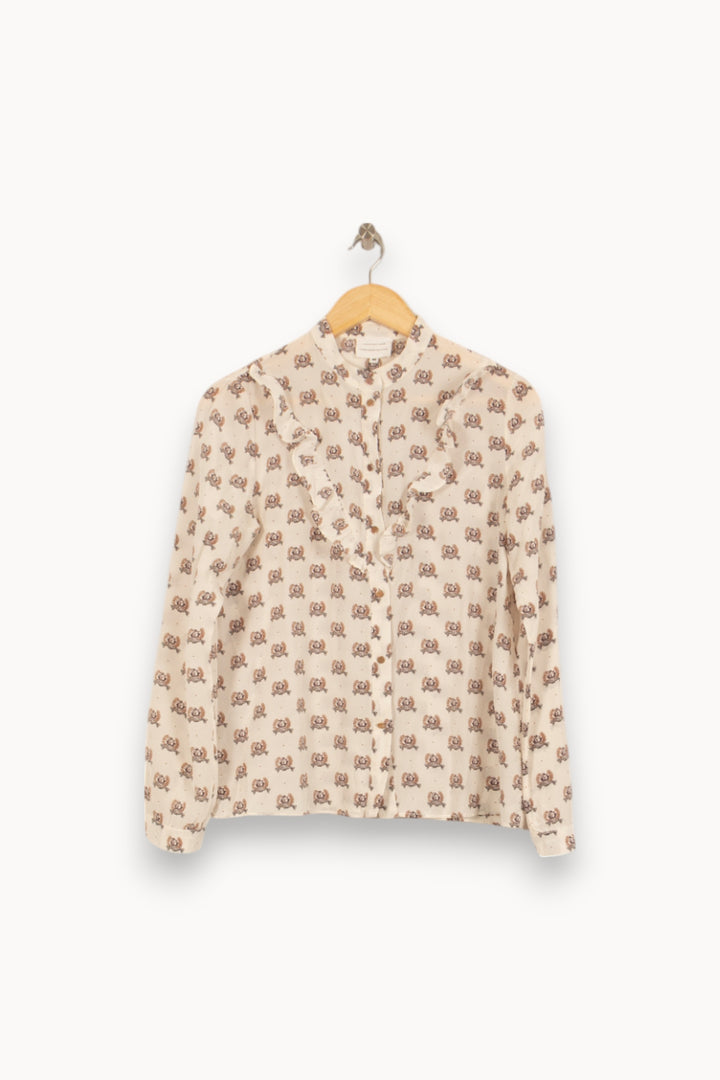 Blouse Écrue et Marron - Taille L/40 de la marque Sézane | PARAD42054 - Vendu par Paradigme - Image 2