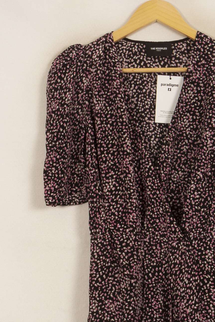 Blouse Noire et Rose - Taille S/36