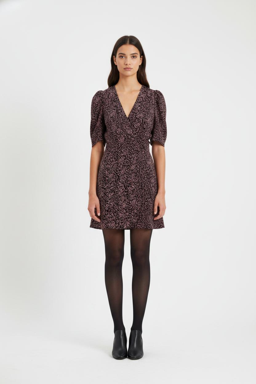 Blouse Noire et Rose - Taille S/36