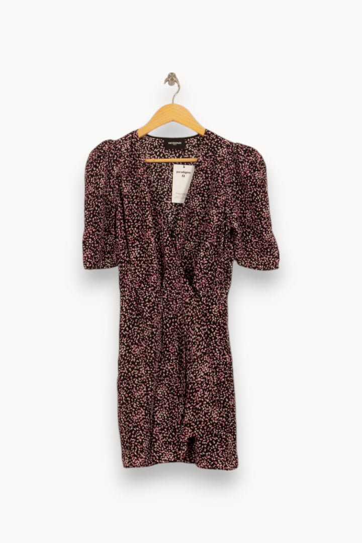 Blouse Noire et Rose - Taille S/36