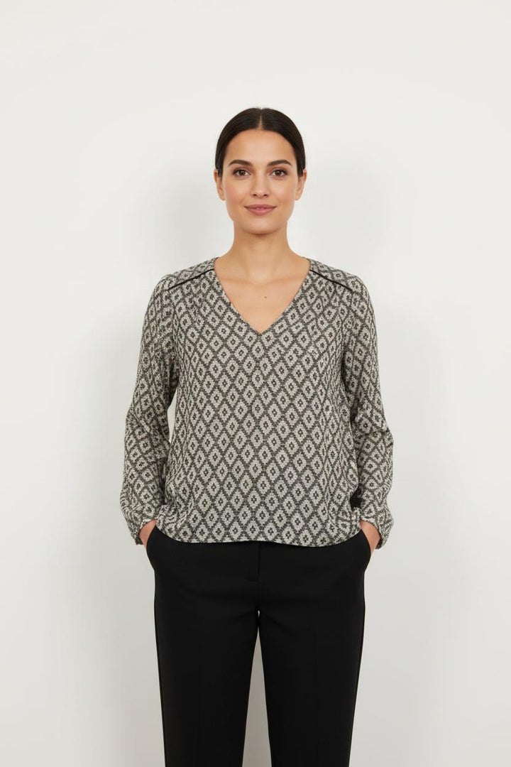 Blouse Grise et Noire - Taille S/36