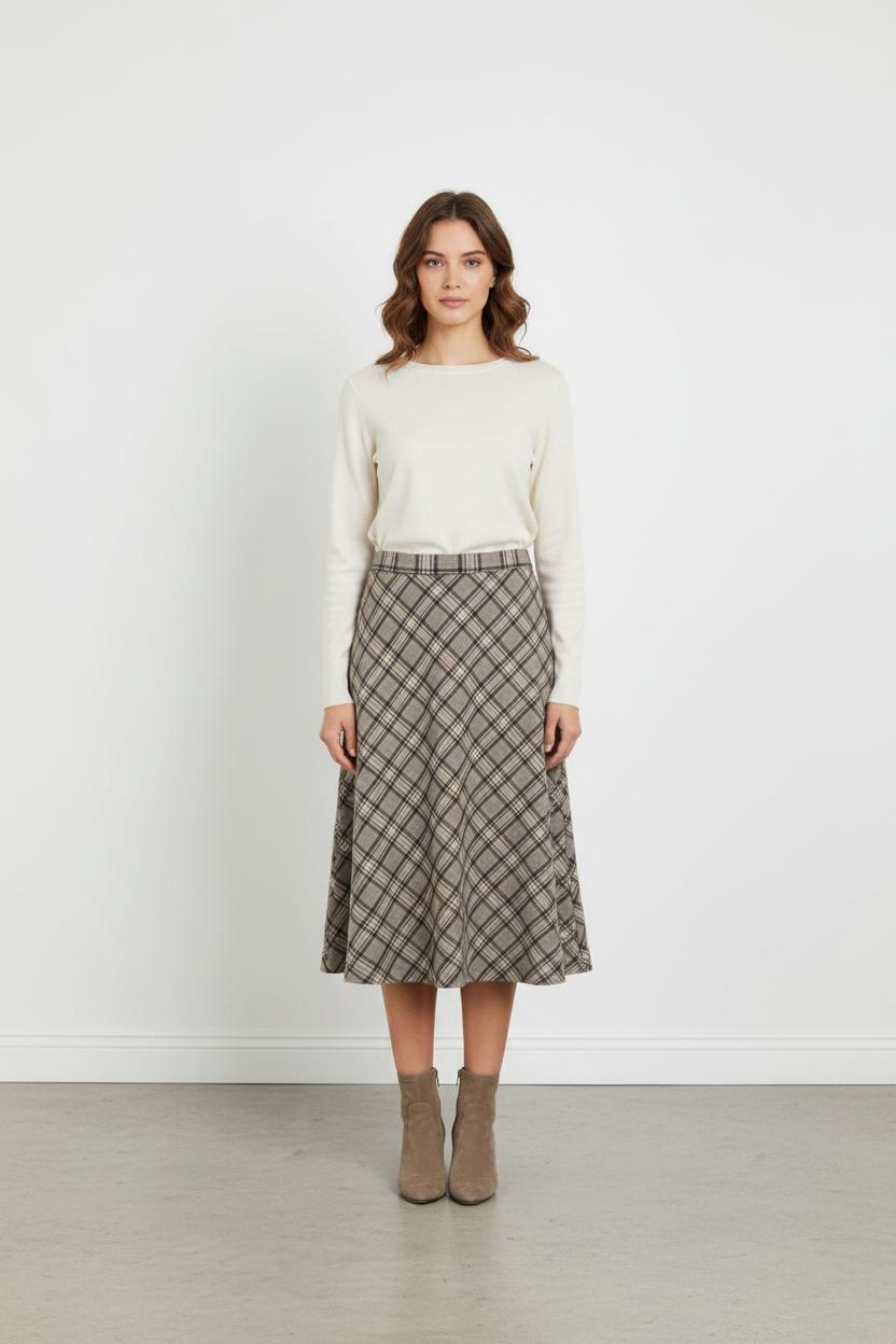 Jupe Longue Grise et Beige - Taille L/40