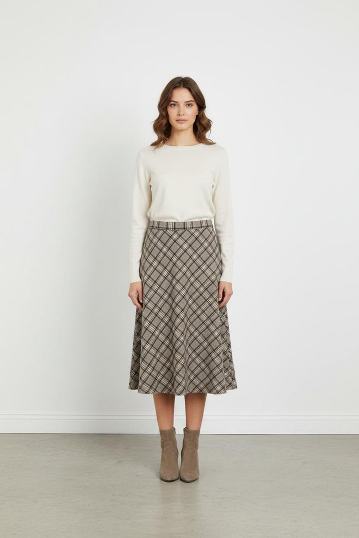 Jupe Longue Grise et Beige - Taille L/40