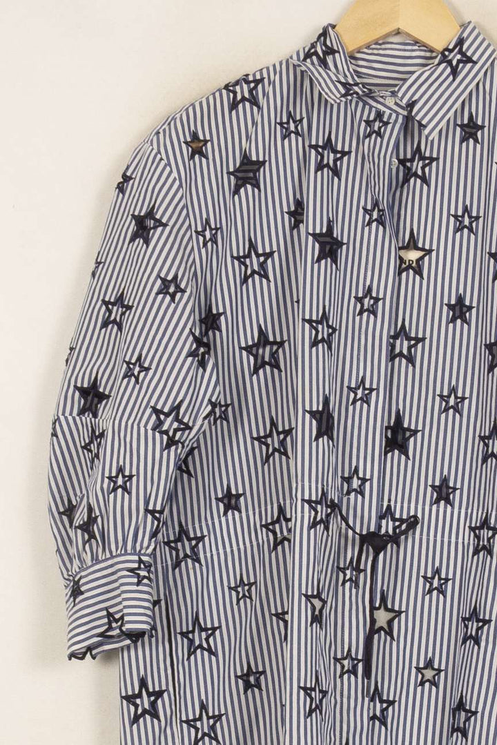 Robe Chemise Bleu et Blanc - Taille L/40 de la marque Sandro | PARAD42162 - Vendu par Paradigme - Image 3