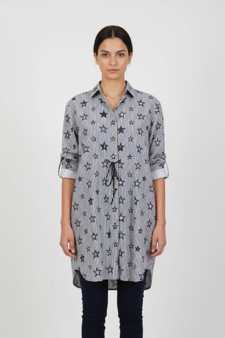 Robe Chemise Bleu et Blanc - Taille L/40