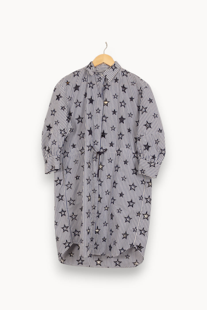 Robe Chemise Bleu et Blanc - Taille L/40 de la marque Sandro | PARAD42162 - Vendu par Paradigme - Image 2