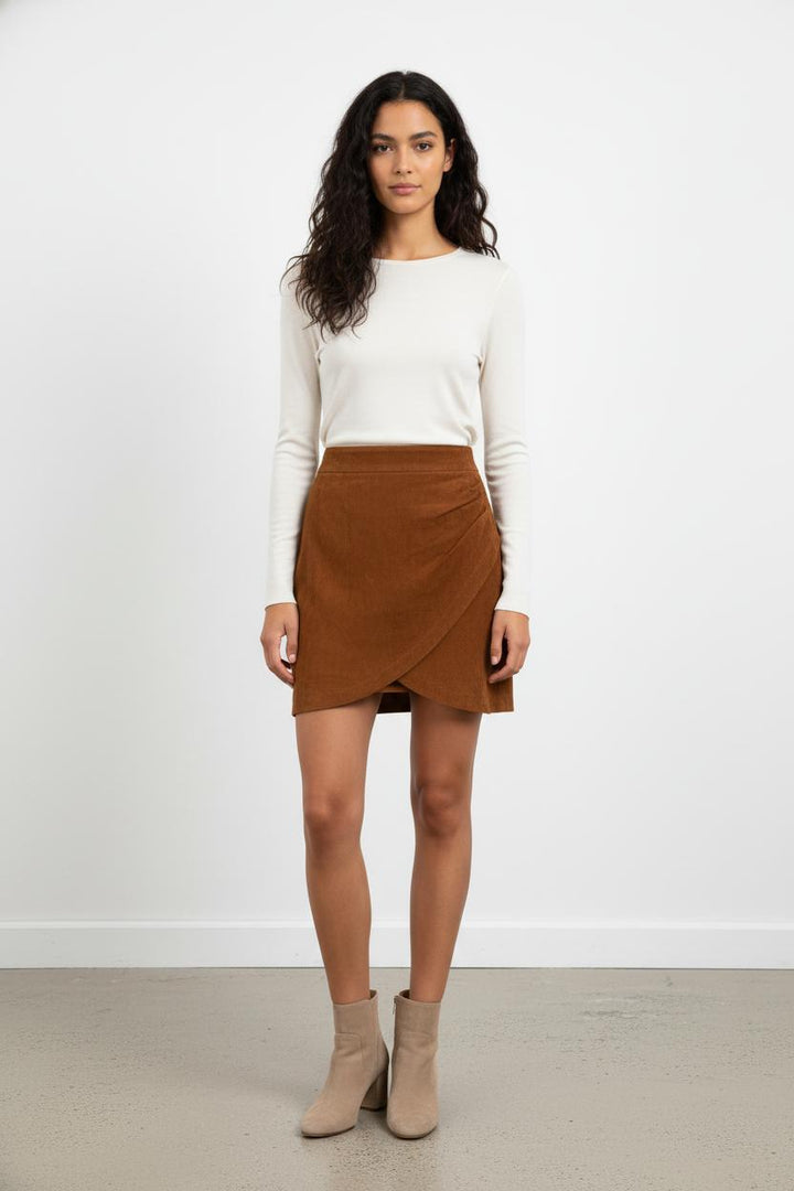 Jupe Portefeuille Marron - Taille XS/34