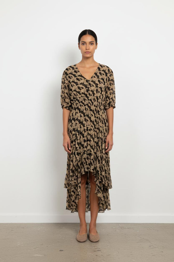 Robe Longue Beige et Noire - Taille L/40