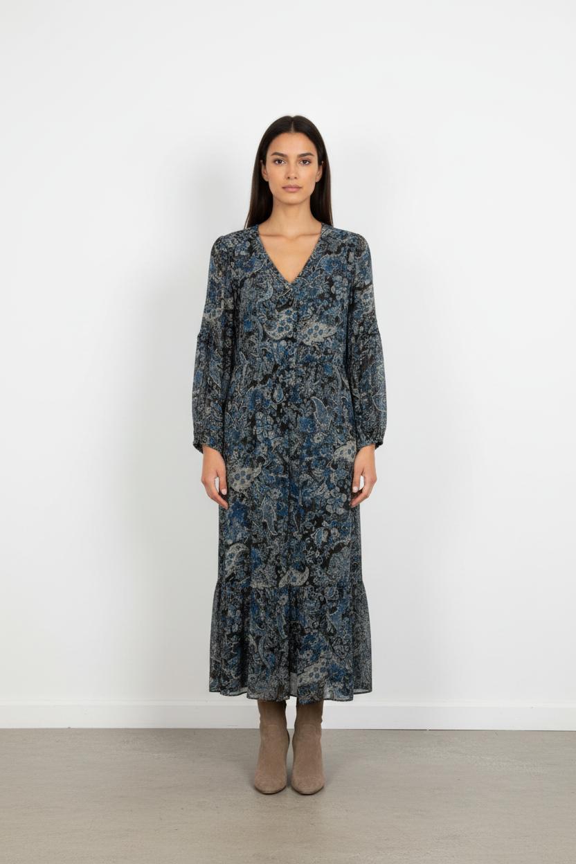 Robe Longue Bleu et Noir - Taille L/40