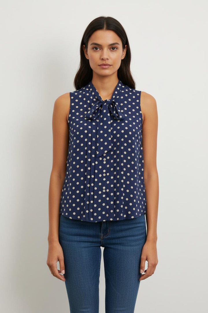 Blouse Sans Manches Bleu et Blanc - Taille M/38